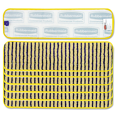 Rubbermaid Commercial Microfiber Scrubber Pad, Vertical Polyprolene Stripes, 18", Yellow, 6/Carton (RCPQ810YEL)