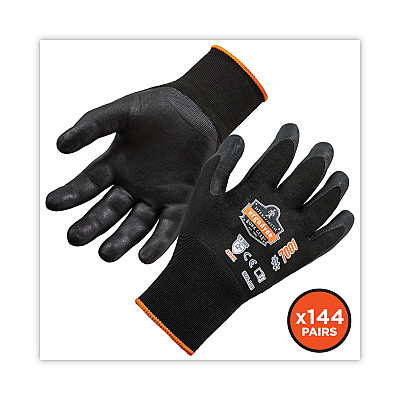 ergodyne ProFlex 7001 Nitrile-Coated Gloves, Black, Large, 144 Pairs/Pack (EGO17854)