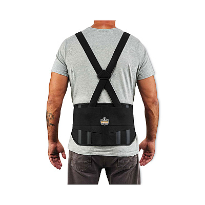 ergodyne ProFlex 1600 Standard Elastic Back Support Brace, X-Large, 38" to 42" Waist, Black (EGO11105)