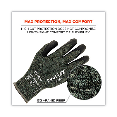 ergodyne ProFlex 7070 ANSI A7 Nitrile Coated CR Gloves, Green, 2X-Large, 12 Pairs/Pack (EGO18036)