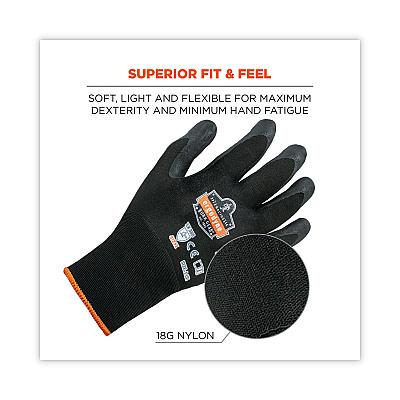ergodyne ProFlex 7001 Nitrile-Coated Gloves, Black, Large, Pair (EGO17954)