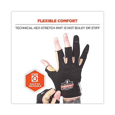 ergodyne ProFlex 720LTR Heavy-Duty Leather-Reinforced Framing Gloves, Black, 2X-Large, Pair (EGO17156)