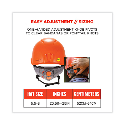 ergodyne Skullerz 8974-MIPS Class E Safety Helmet with MIPS Elevate Ratchet Suspension, Orange (EGO60255)