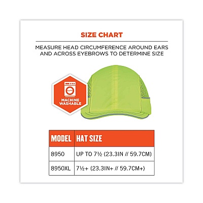 ergodyne Skullerz 8950 Bump Cap Hat, Long Brim, Lime (EGO23335)