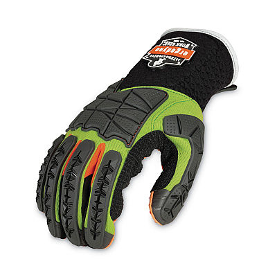 ergodyne ProFlex 925F(x) Standard Dorsal Impact-Reducing Gloves, Black/Lime, Medium, Pair (EGO17903)