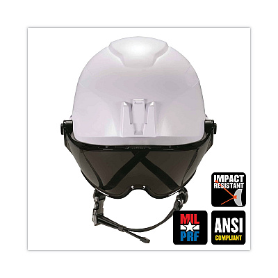 ergodyne Skullerz 8974V Class E Safety Helmet with 8991 Visor Kit, Smoke Lens, 6-Point Ratchet Suspension, Orange (EGO60218)
