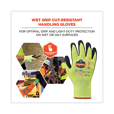 ergodyne ProFlex 7021 Hi-Vis Nitrile-Coated CR Gloves, Lime, Large, 144 Pairs/Carton (EGO17864)