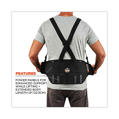 ergodyne ProFlex 1600 Standard Elastic Back Support Brace, 3X-Large, 46" to 52" Waist, Black (EGO11107)
