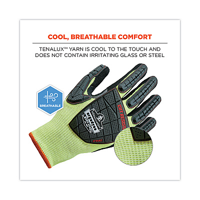 ergodyne ProFlex 7141 ANSI A4 DIR Nitrile-Coated CR Gloves, Lime, Small, Pair (EGO17912)