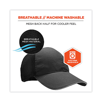 ergodyne Skullerz 8946 Baseball Cap with Bump Cap Insert, OS, Black (EGO23402)