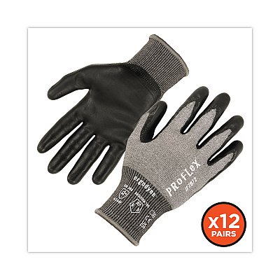 ergodyne ProFlex 7072 ANSI A7 Nitrile-Coated CR Gloves, Gray, Large, 12 Pairs/Pack (EGO10304)
