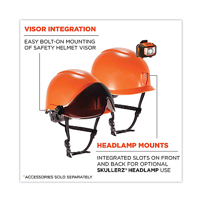 ergodyne Skullerz 8974 Class E Safety Helmet, 6-Point Ratchet Suspension, Orange (EGO60212)