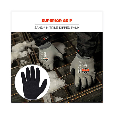 ergodyne ProFlex 7501 Coated Waterproof Winter Gloves, Gray, Large, Pair (EGO17634)