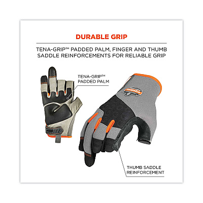 ergodyne ProFlex 720 Heavy-Duty Framing Gloves, Gray, 2X-Large, Pair (EGO17116)