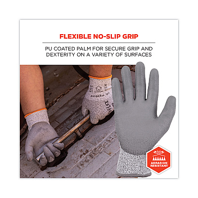 ergodyne ProFlex 7030 ANSI A3 PU Coated CR Gloves, Gray, Large, 12 Pairs/Pack (EGO10454)