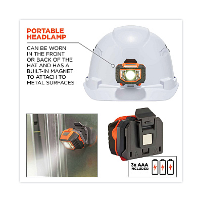 ergodyne Skullerz 8972LED Class C Hard Hat Cap Style with LED Light, White (EGO60146)