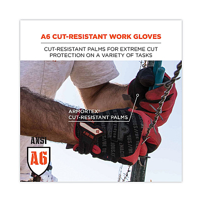 ergodyne ProFlex 812CR6 ANSI A6 Utility and CR Gloves, Black, 2X-Large Pair (EGO17926)