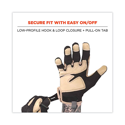 ergodyne ProFlex 710LTR Heavy-Duty Leather-Reinforced Gloves, Black, Small, Pair (EGO17142)