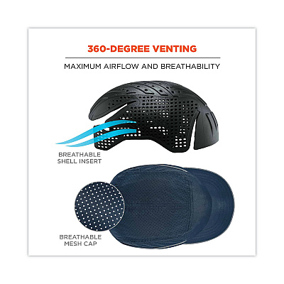 ergodyne Skullerz 8955 Lightweight Bump Cap Hat, Long Brim, Navy (EGO23337)