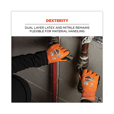 ergodyne ProFlex 7551 ANSI A5 Coated Waterproof CR Gloves, Orange, Large, Pair (EGO17674)