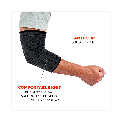 ergodyne ProFlex 651 Elbow Compression Sleeve, Medium, Gray/Black (EGO16593)