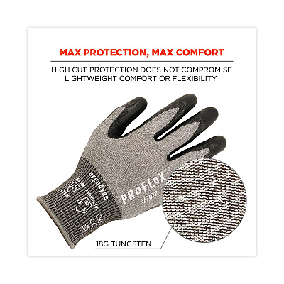 ergodyne ProFlex 7072 ANSI A7 Nitrile-Coated CR Gloves, Gray, 2X-Large, Pair (EGO10316)