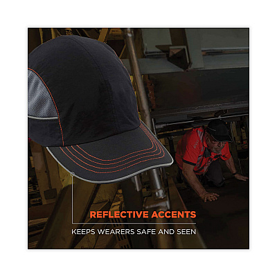 ergodyne Skullerz 8950XL XL Bump Cap Hat, Long Brim, Black (EGO23348)