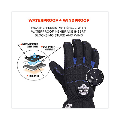 ergodyne ProFlex 819WP Extreme Thermal WP Gloves, Black, X-Large, Pair (EGO17615)