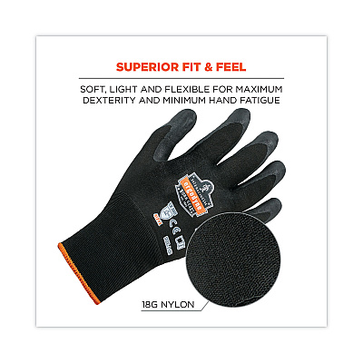 ergodyne ProFlex 7001 Nitrile-Coated Gloves, Black, Large, 144 Pairs/Pack (EGO17854)