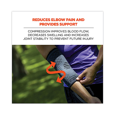 ergodyne ProFlex 651 Elbow Compression Sleeve, Large, Gray/Black (EGO16594)
