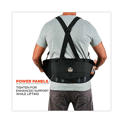 ergodyne ProFlex 1400UN Universal Size Back Support Brace, One Size Fits All, 25" to 58" Waist, Black (EGO11400)