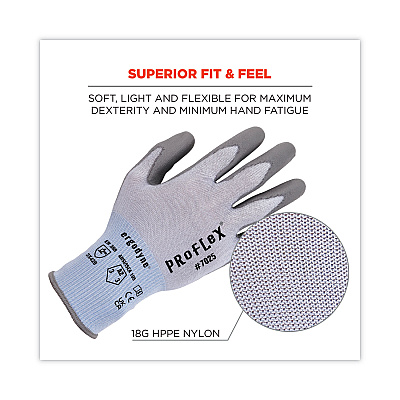 ergodyne ProFlex 7025 ANSI A2 PU Coated CR Gloves, Blue, 2X-Large, Pair (EGO10436)