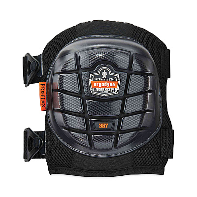 ergodyne ProFlex 357 Lightweight Gel Knee Pads, Short Cap, Buckle Closure, One Size Fits Most, Black, Pair (EGO18457)
