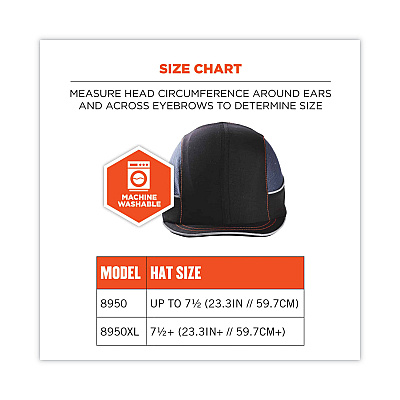 ergodyne Skullerz 8950XL XL Bump Cap Hat, Short Brim, Black (EGO23346)
