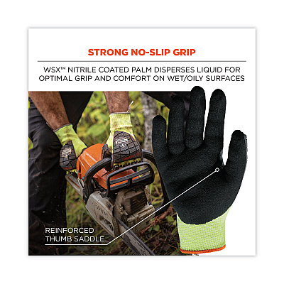 ergodyne ProFlex 7141 ANSI A4 DIR Nitrile-Coated CR Gloves, Lime, Large, Pair (EGO17914)