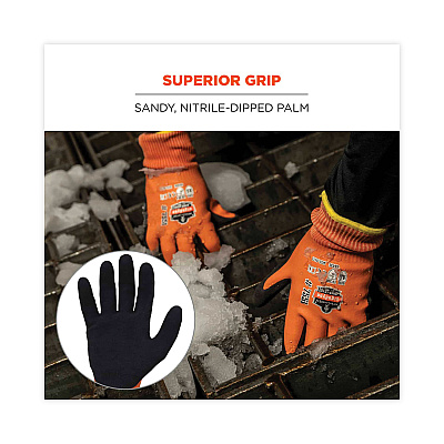 ergodyne ProFlex 7551 ANSI A5 Coated Waterproof CR Gloves, Orange, Large, Pair (EGO17674)