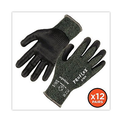ergodyne ProFlex 7070 ANSI A7 Nitrile Coated CR Gloves, Green, Small, 12 Pairs/Pack (EGO18032)
