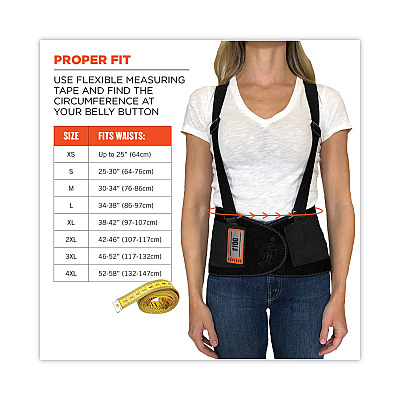 ergodyne ProFlex 100 Economy Spandex Back Support Brace, Small, 25" to 30" Waist, Black (EGO11382)