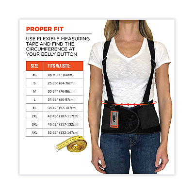 ergodyne ProFlex 100 Economy Spandex Back Support Brace, 2X-Large, 42" to 46" Waist, Black (EGO11386)