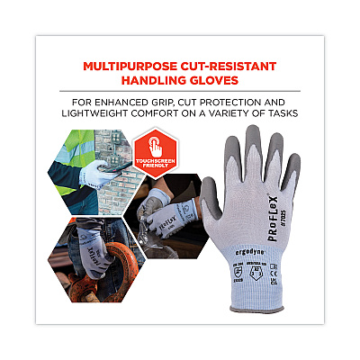 ergodyne ProFlex 7025 ANSI A2 PU Coated CR Gloves, Blue, 2X-Large, Pair (EGO10436)