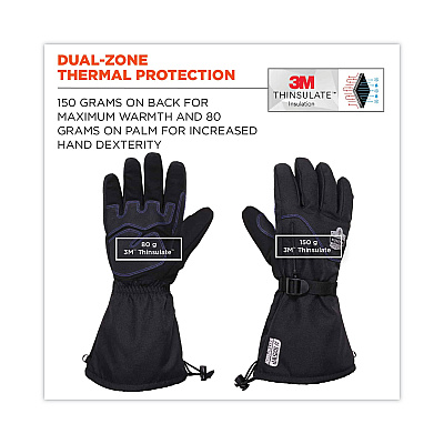 ergodyne ProFlex 825WP Thermal Waterproof Winter Work Gloves, Black, 2X-Large, Pair (EGO17606)