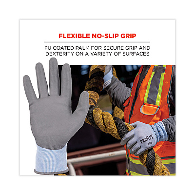 ergodyne ProFlex 7025 ANSI A2 PU Coated CR Gloves, Blue, 2X-Large, Pair (EGO10436)