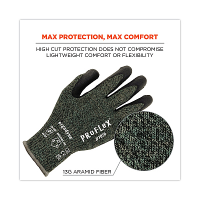 ergodyne ProFlex 7070 ANSI A7 Nitrile Coated CR Gloves, Green, Medium, Pair (EGO18043)