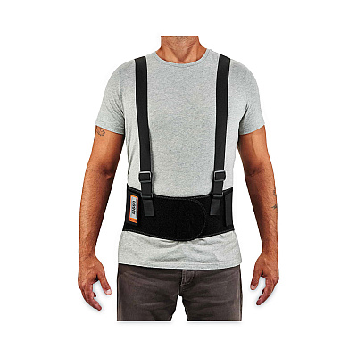 ergodyne ProFlex 1600 Standard Elastic Back Support Brace, 3X-Large, 46" to 52" Waist, Black (EGO11107)