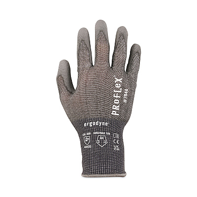 ergodyne ProFlex 7044 ANSI A4 PU Coated CR Gloves, Gray, Large, Pair (EGO10494)