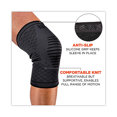 ergodyne ProFlex 601 Knee Compression Sleeve, Small, Black (EGO16552)