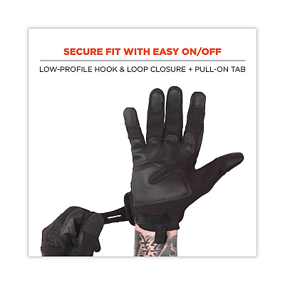 ergodyne ProFlex 710BLK Abrasion-Resistant Black Tactical Gloves, Black, Large, Pair (EGO17564)