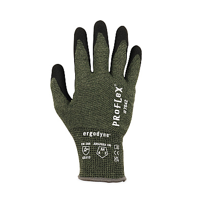 ergodyne ProFlex 7042 ANSI A4 Nitrile-Coated CR Gloves, Green, Large, Pair (EGO10344)