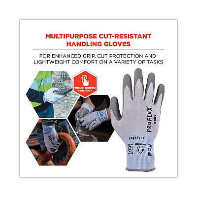 ergodyne ProFlex 7025 ANSI A2 PU Coated CR Gloves, Blue, Small, Pair (EGO10432)