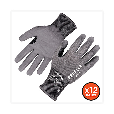 ergodyne ProFlex 7071 ANSI A7 PU Coated CR Gloves, Gray, X-Large, 12 Pairs/Pack (EGO18065)